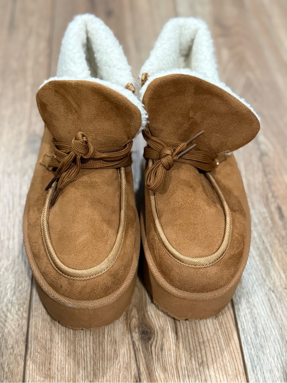 Jessica Carlyle Faux Suede Fleece-lined Platform Moccasins